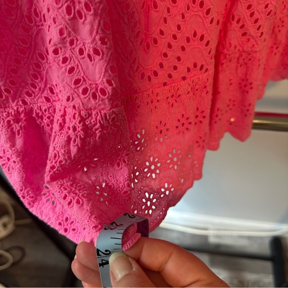 Vineyard Vines Woman's Pink Eyelet Top Tiered Coquette Girl Beach Feminine Sz XS - Picture 6 of 7